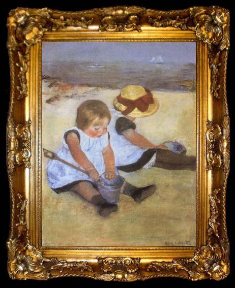 framed  Mary Cassatt Children on the Beach, ta009-2